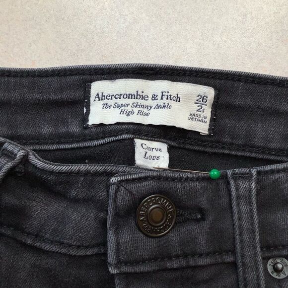 A&F Curve Love High Rise Super Skinny Ankle 26 Short Washed Black - Picture 5 of 6